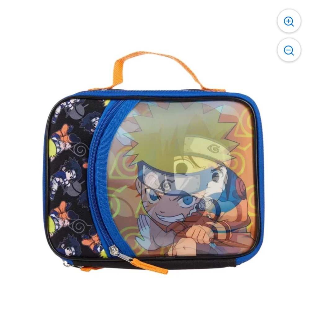 Naruto and Sasuke Holographic Insulated Lunch Bag Tote with zipper front pocket